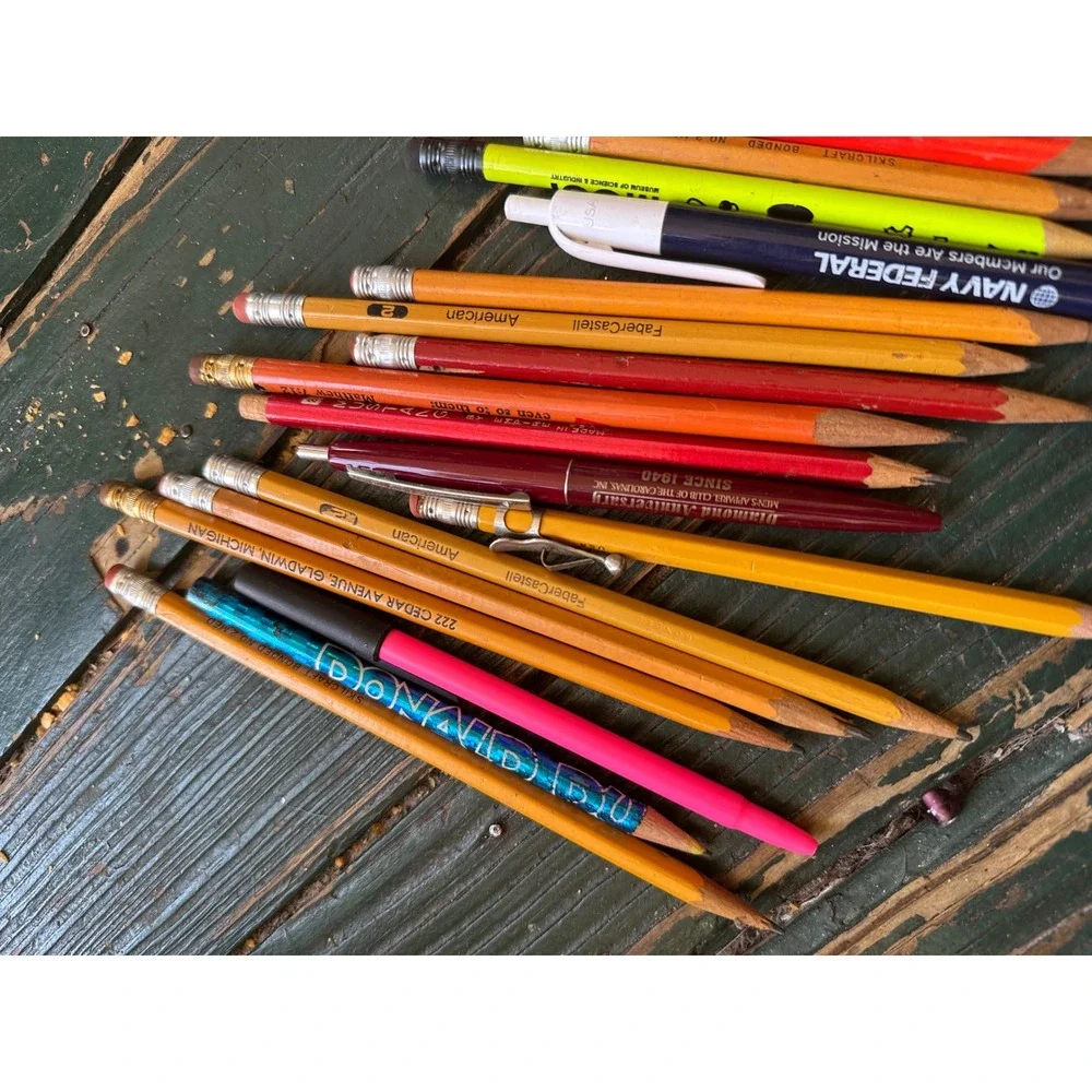 Vintage Advertising Pencil & Pen Lot Skilcraft Faber-Castell Home Depot Navy Fed